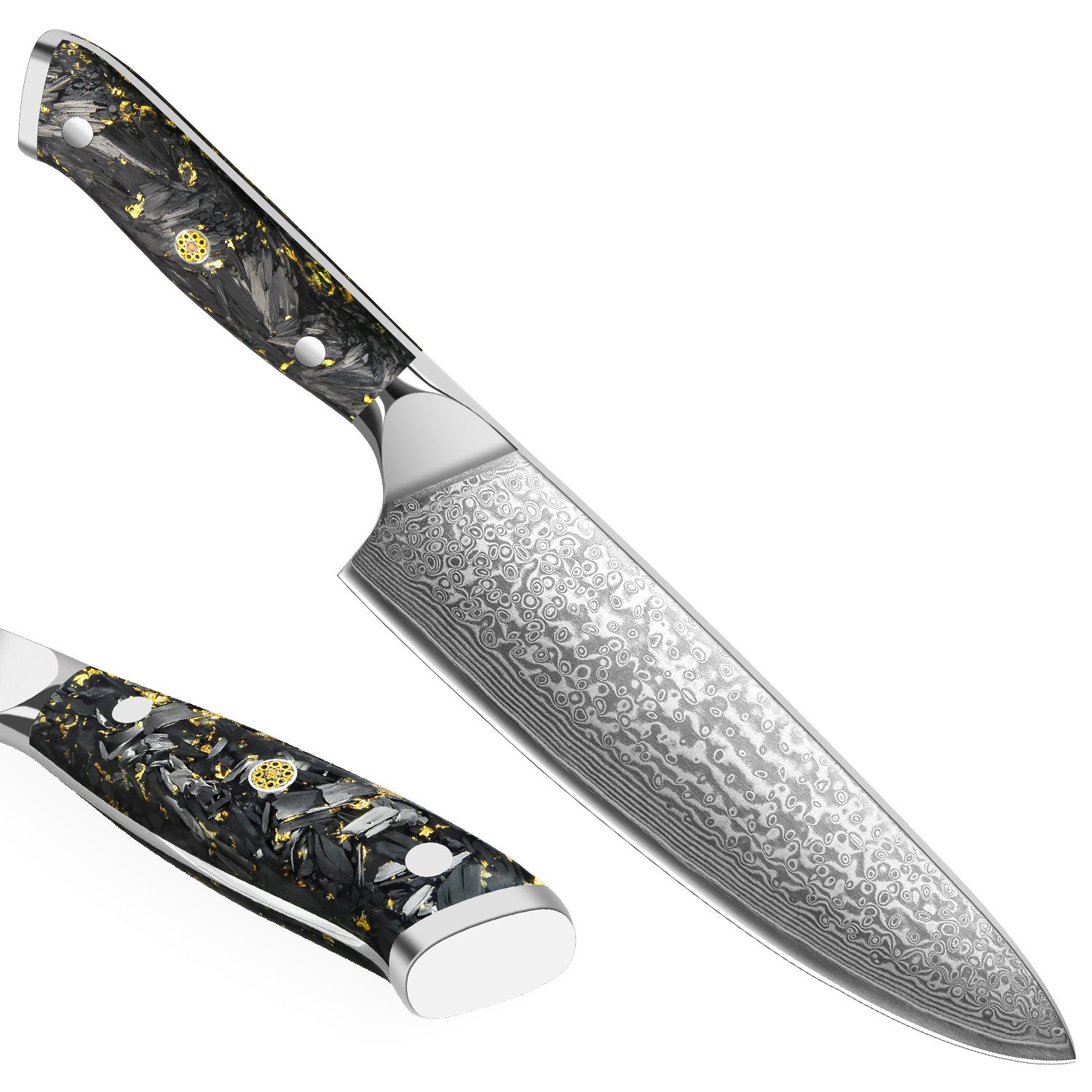 KEENZO Damastmesser 20cm Kochmesser 67 Schichten Damaststahl handgeschmiedet Chefmesser