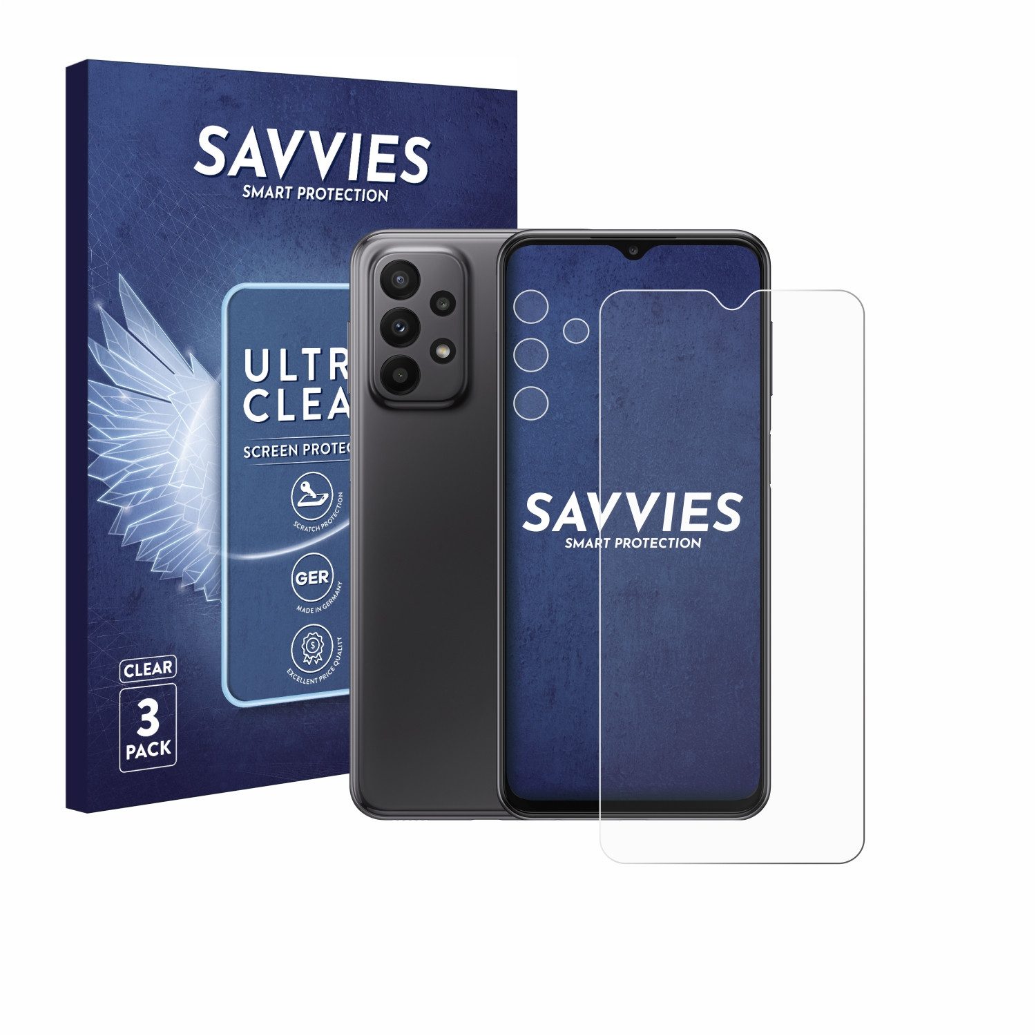 Savvies Displayschutzfolie Schutzfolie für Samsung Galaxy A23 5G (Display+Kamera), 6 Stück, Displayschutz Schutz Folie Klar Transparent