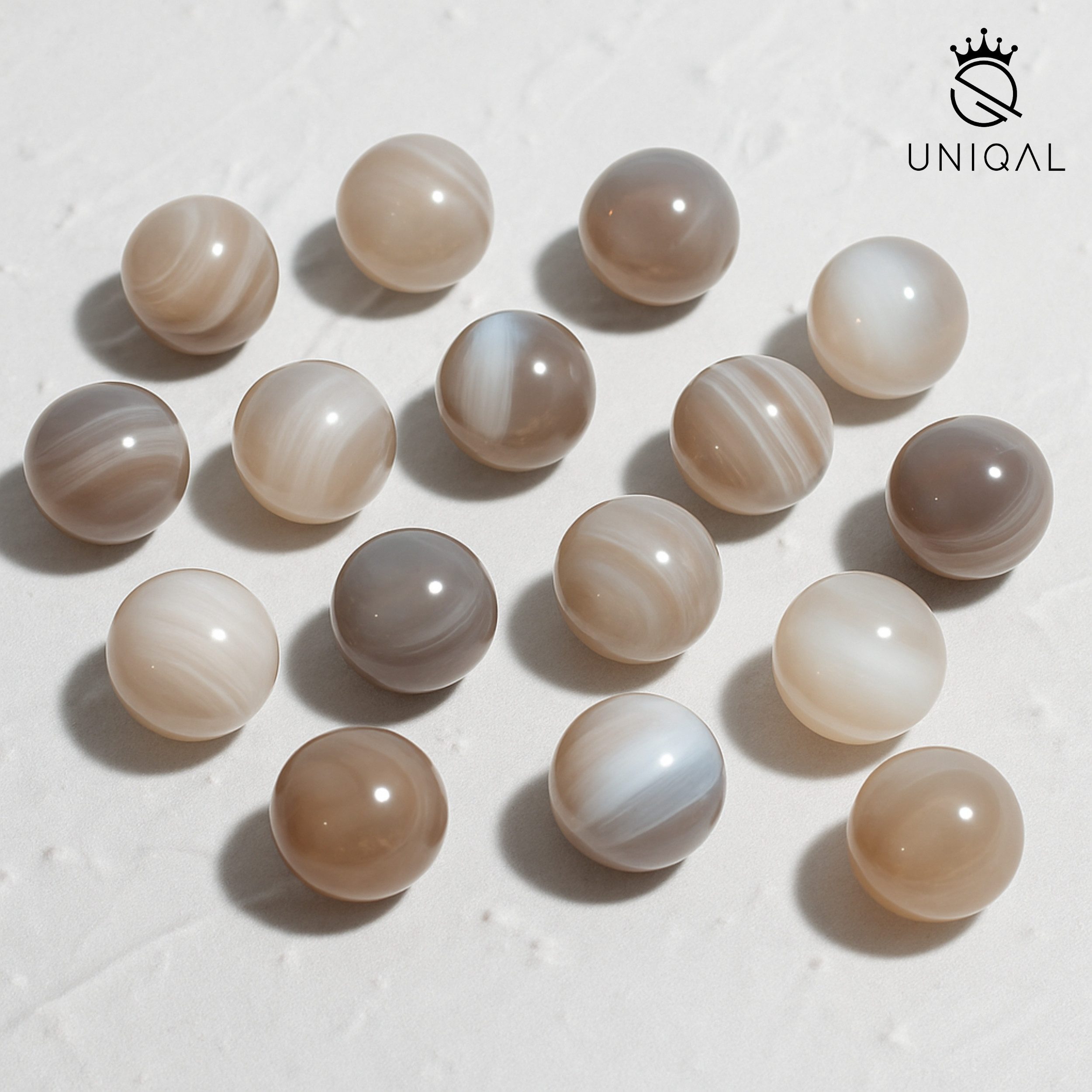 UNIQAL.de Perlenarmband aus Naturstein – zweireihig, 6 mm, Unisex (Edelstahl-Elemente, Naturstein-Perlen), verstellbarer Makramée-Verschluss, handgefertigt