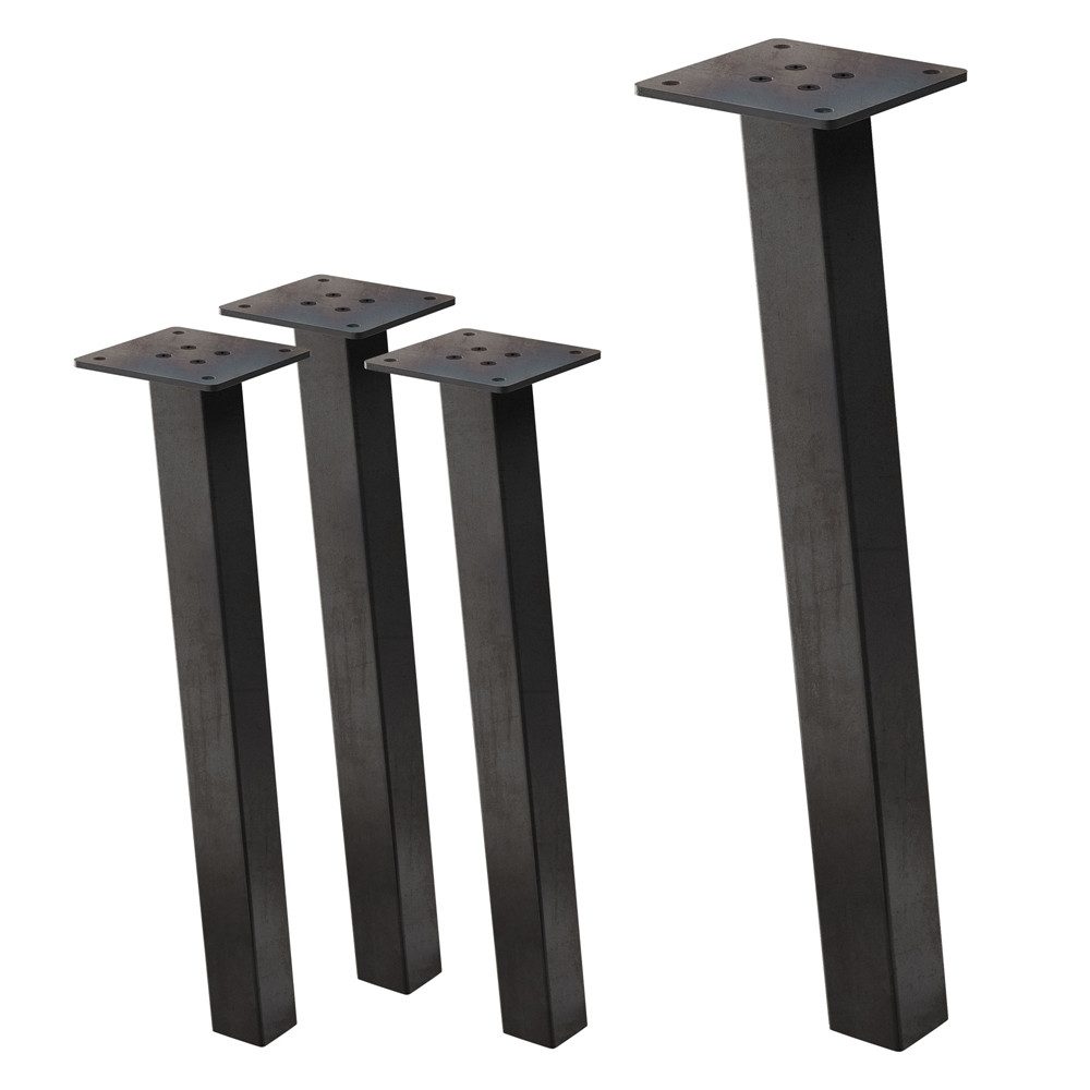 ML-DESIGN Tischbein Tischkufen I-Design Möbelfüße Tischgestell aus pulverbeschichtet Stahl, 4er Set Bankkufen 42cm Industrial glänzend Möbelbeine 96° Neigung