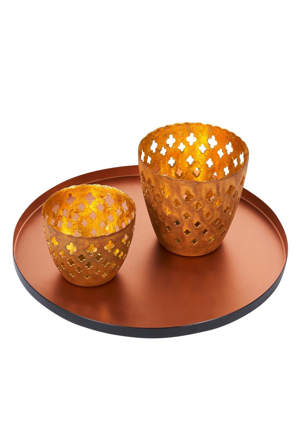 Marrakesch Orient & Mediterran Interior Teelichthalter mit Tablett Geschenkset Windlichter Deko Set Orient -2- (1 St), Handarbeit