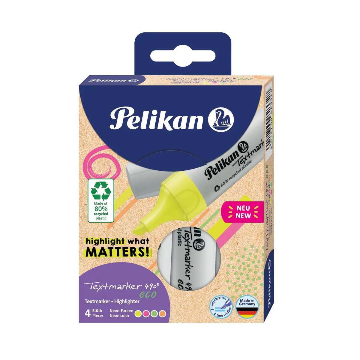 Pelikan Marker Pelikan Textmarker 490 eco Marker 4 Stück(e) Meißel Grün, Orange