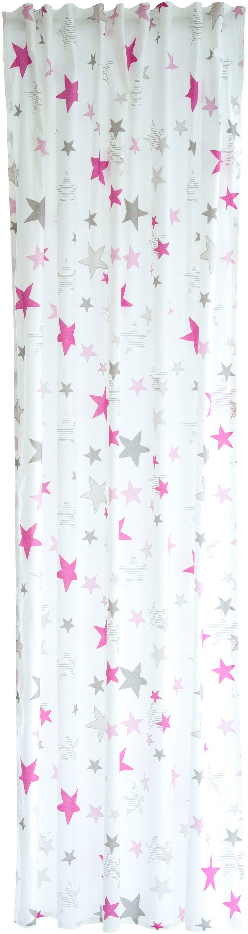 Vorhang Stars, HOMING, verdeckte Schlaufen (1 St), blickdicht, blickdicht, Kinderzimmer, Sterne, Babyzimmer weiß/rosa