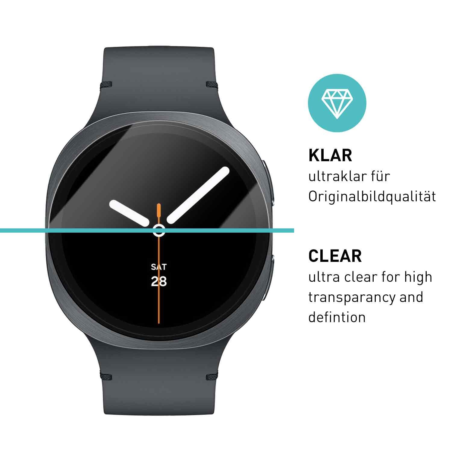 smartect Displayschutzglas Schutzglas Panzerfolie Klar für Galaxy Watch 8 44mm, Set, 3 Stück, Schutzfolie Glasschutz Bildschirm