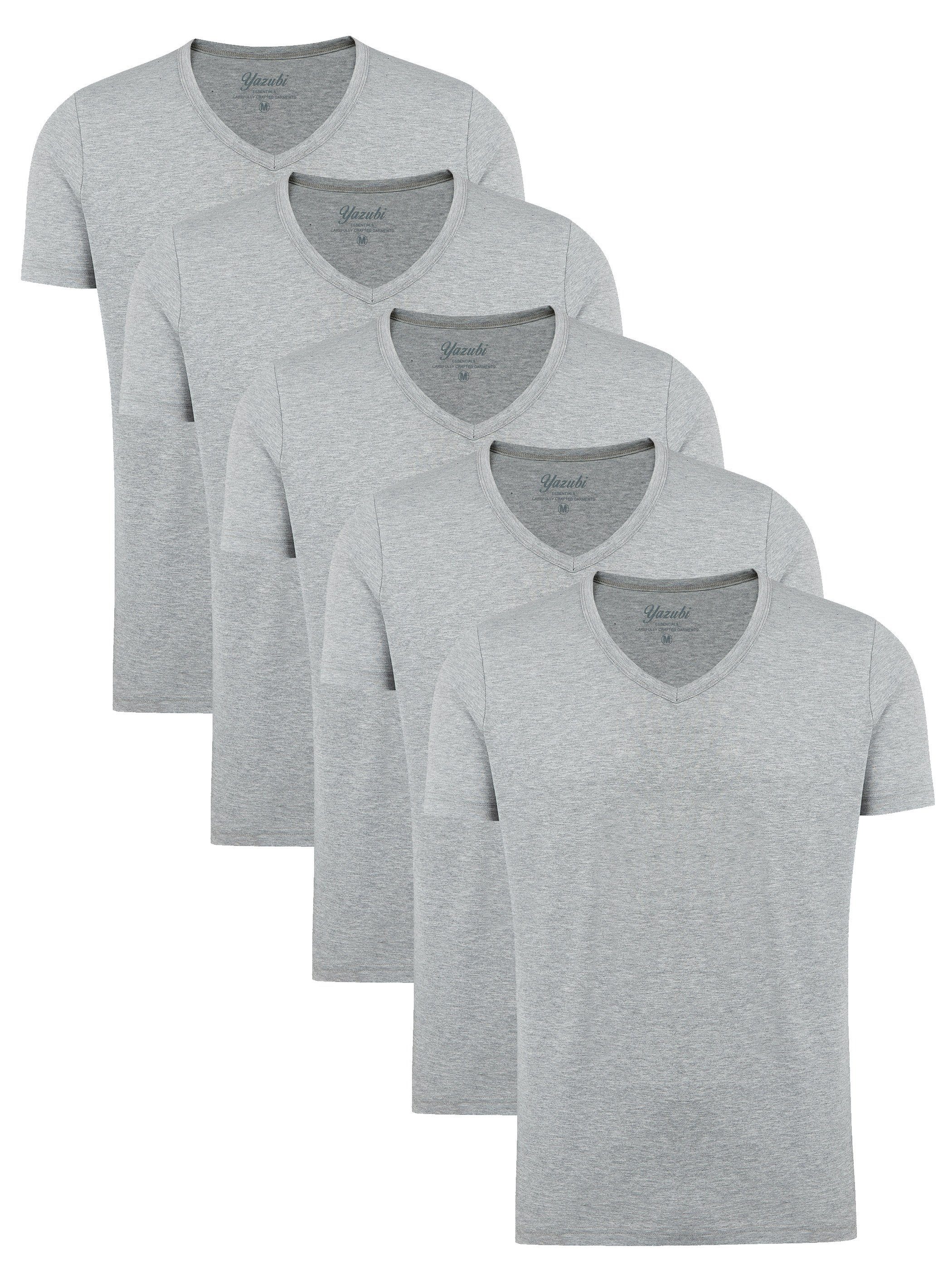 Yazubi T-Shirt modisches Shirt Mythic (Spar-Set, 5er-Pack) bequemes T-shirt mit V-Ausschnitt Grau (Dapple Gray 163907)