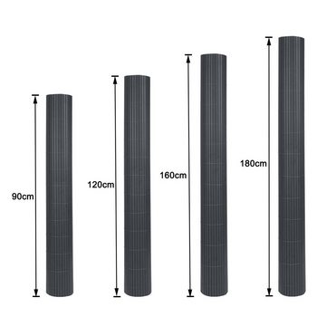 AUFUN Balkonsichtschutz PVC Sichtschutzmatte mit verstärkter Anthrazit (Konstruktion Sichtschutzzaun) Sichtschutz Balkon ohne Bohren Zaun