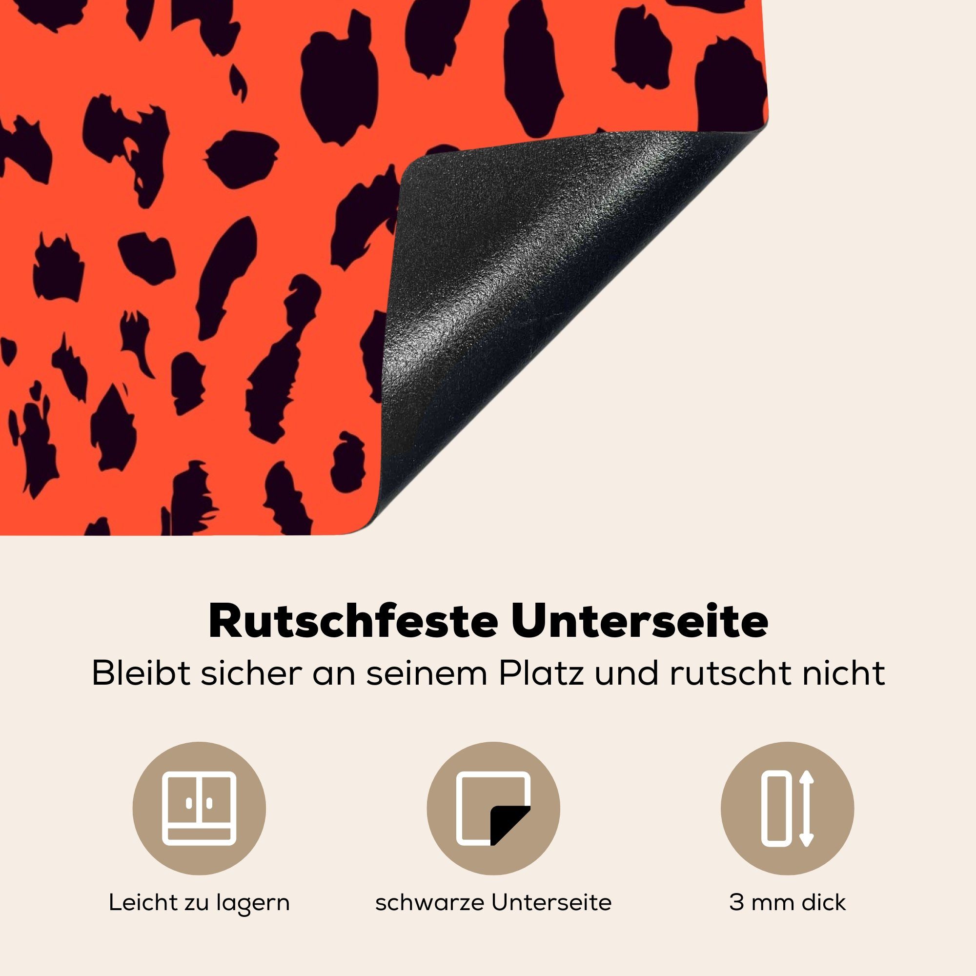 Induktionsherd, cm, Induktionskochfeld MuchoWow Dekoration (1 für Rot - Küchen 58x51 tlg), Vinyl, Panther Schwarz, Herdblende-/Abdeckplatte Tierprint - -