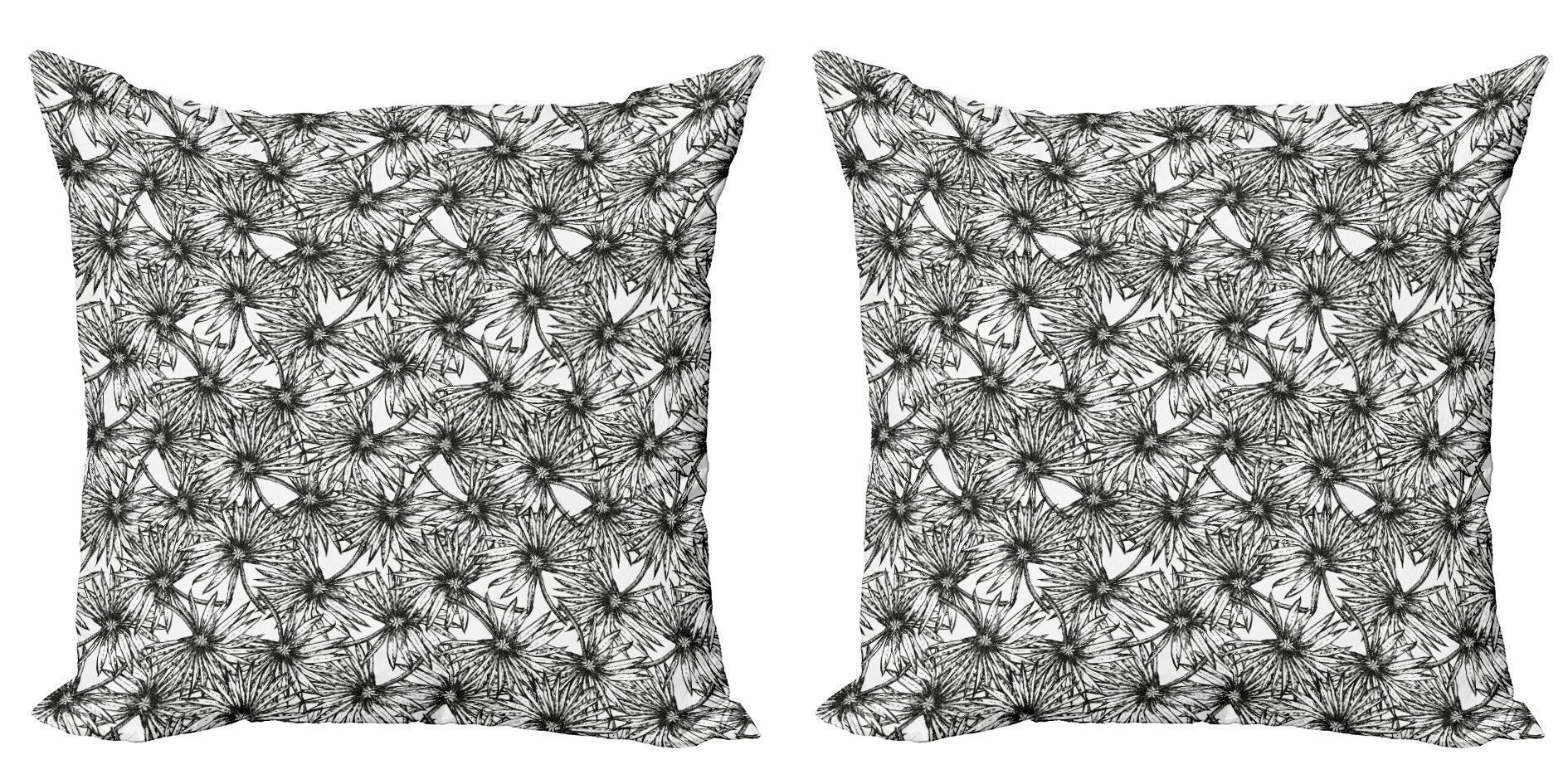 Kissenbezüge Modern Accent Stück), Blatt-Skizze (2 Doppelseitiger Abakuhaus Kunst Digitaldruck, Palme Blumen