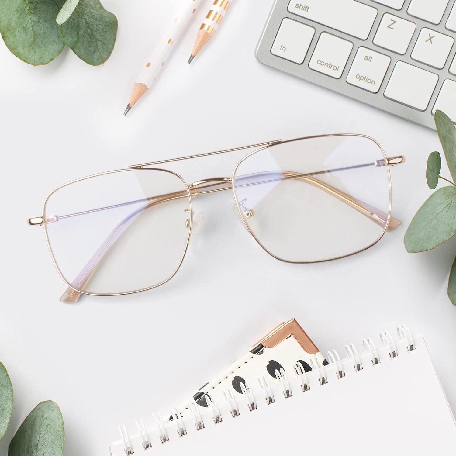 LuxusKollektion Brille Brille Pilotenbrille Metallgestell ohne Sehstärke Schwarz