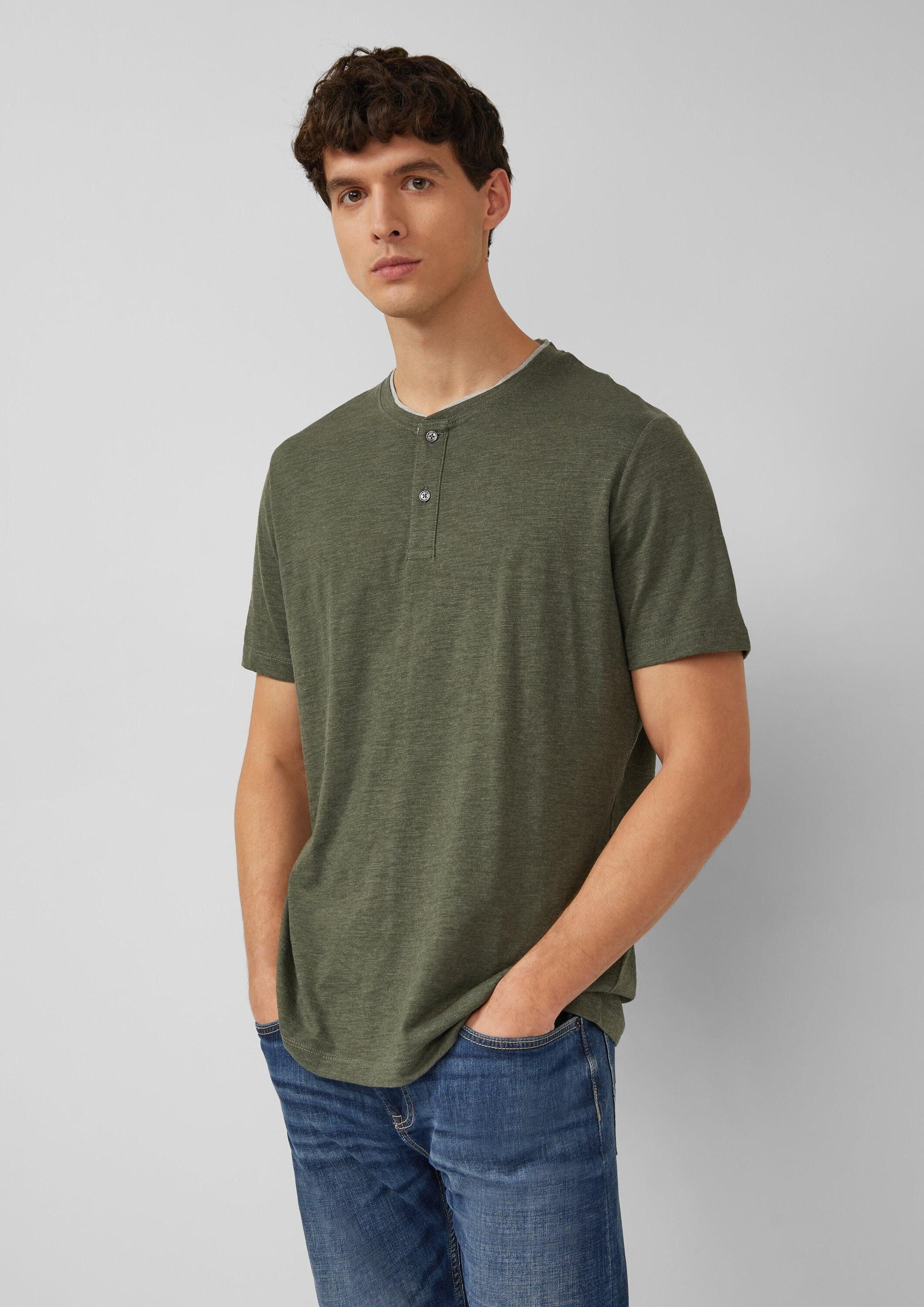 s.Oliver Kurzarmshirt T-Shirt Weiches Henley-Shirt aus Melange-Jersey günstig online kaufen