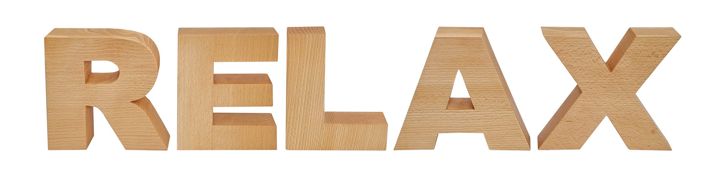 ERST-HOLZ Dekoobjekt Echtholzschrift RELAX Buche Dekoration Massivholzbuchstaben