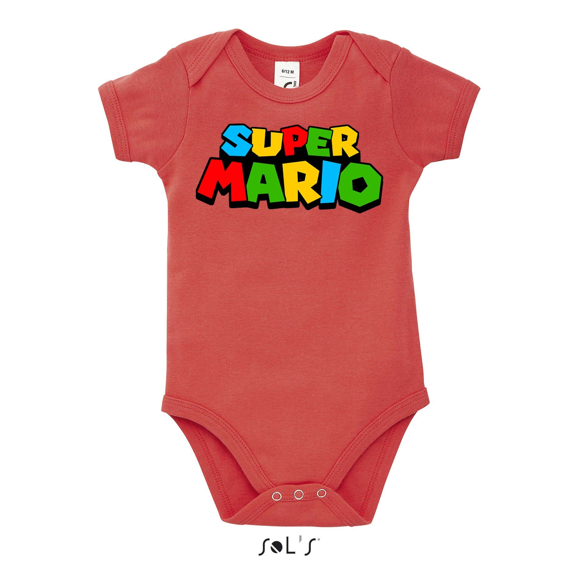 Blondie & Brownie Strampler Kinder Baby Super Mario Nintendo Gamer Gaming Konsole Spiele Rot