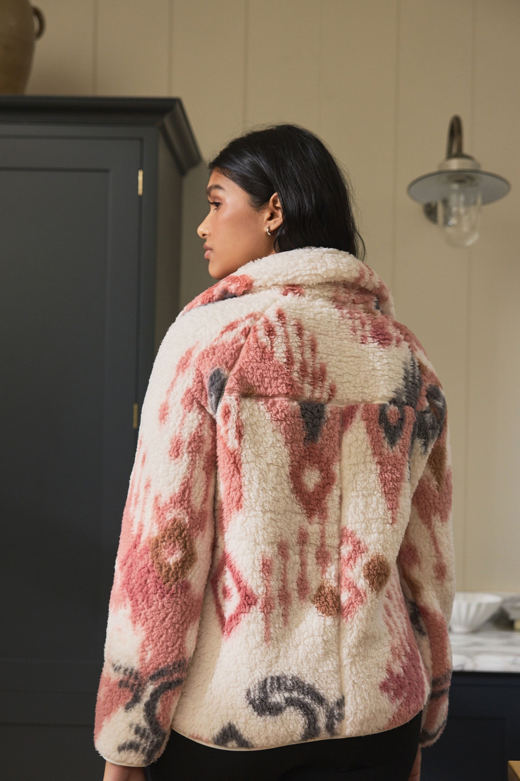Next Fleecepullover Teddyfell-Jacke mit halbem Reißverschluss günstig online kaufen