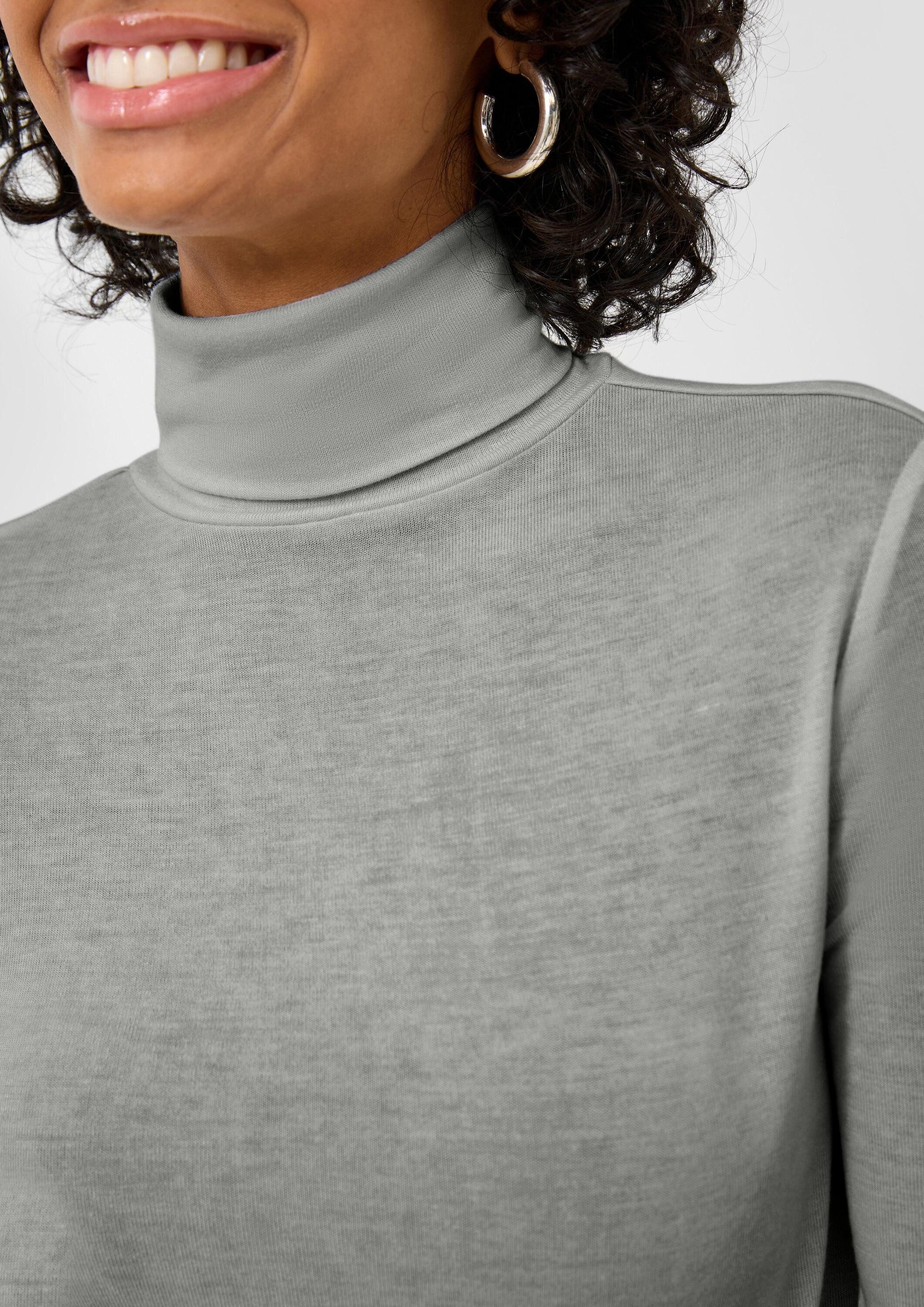 QS Langarmshirt T-Shirt Leicht transparentes Rollkragenshirt