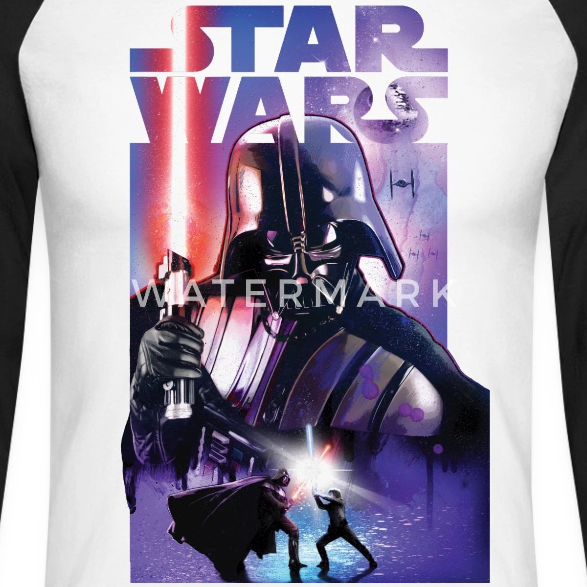 Spreadshirt T-Shirt Star Wars Darth Vader Mit Rotem Lichtschwert Baseball Langarmshirt Her (1-tlg)