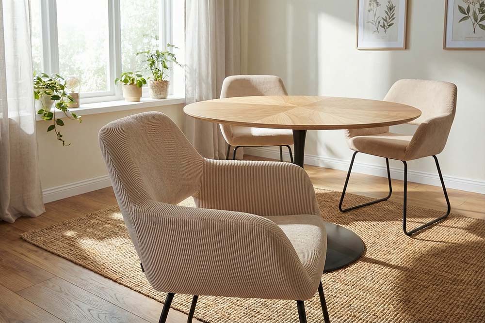 riess-ambiente Armlehnstuhl MUSTANG beige/schwarz - Metall, Cord, mit Armlehnen, Sitzschale (Einzelartikel, 1 St), Retro Polsterstuhl - ideal für Küche, Wohnzimmer oder Home Office