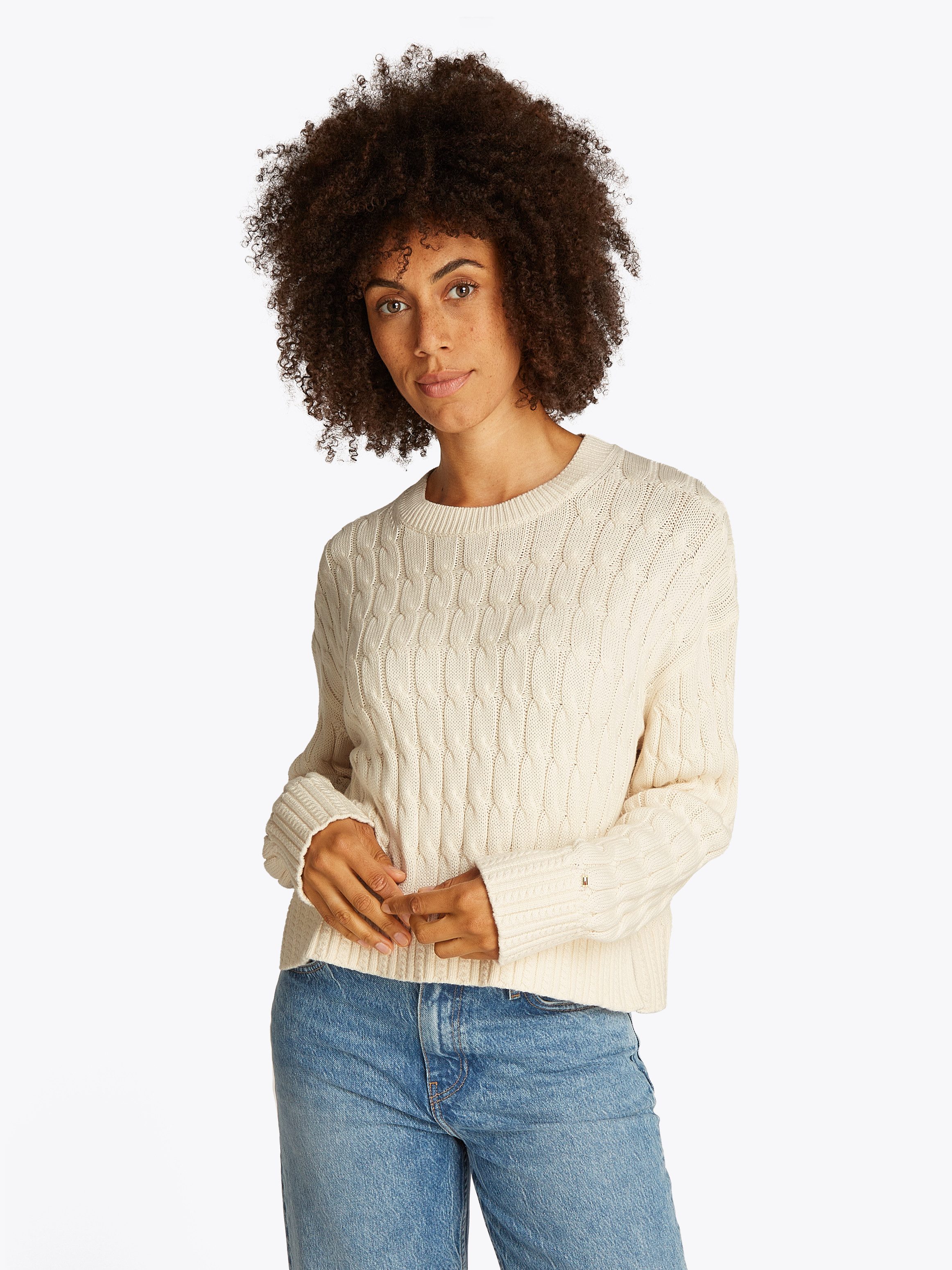 Tommy Hilfiger Rundhalspullover SOFT CO CABLE günstig online kaufen