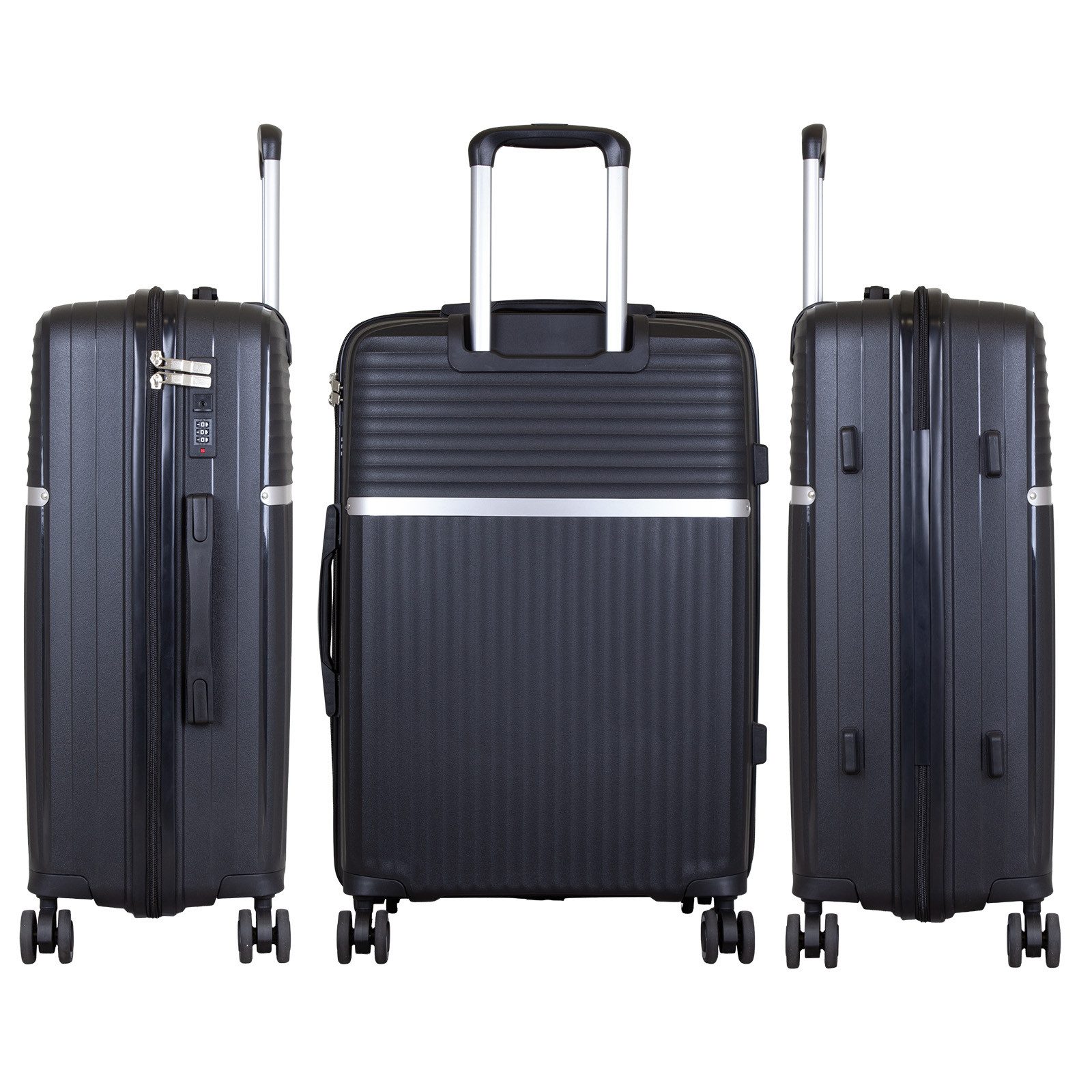 Trendyshop365 Kofferset Trento, 4 Rollen, (Hartschale, 3 tlg., Trolleyset), aus Polypropylen - robust und stabil