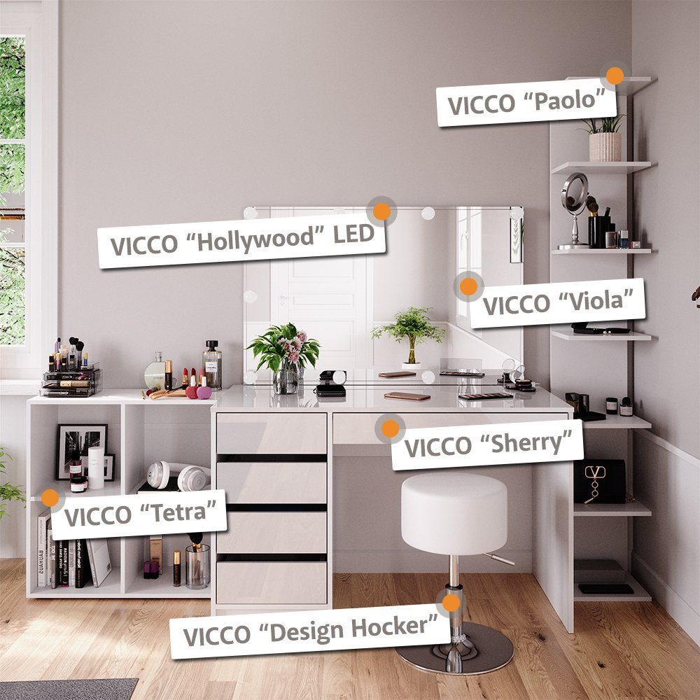 Vicco Schminktisch Sherry, Weiß Hochglanz/Weiß, cm günstig online kaufen