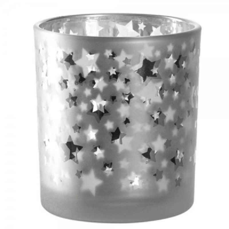 LEONARDO Windlicht LEONARDO Sternentischlicht Aurora Silber Glas (8cm)