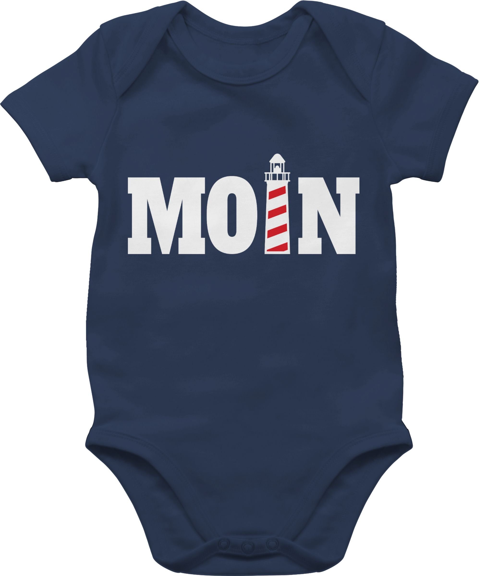 Shirtracer Shirtbody Moin mit Leuchtturm - weiß Sprüche Baby 4 Navy Blau