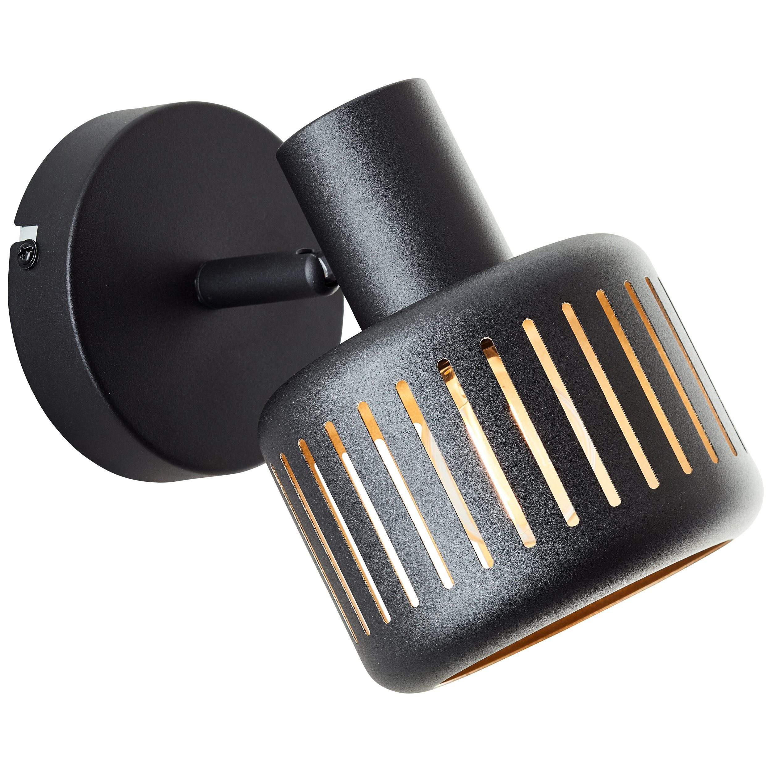 Brilliant Wandstrahler Tyas, ohne Leuchtmittel, Wandspot, 15 x 11 x 20 cm, E14, schwenkbar, Aluminium, schwarz/gold