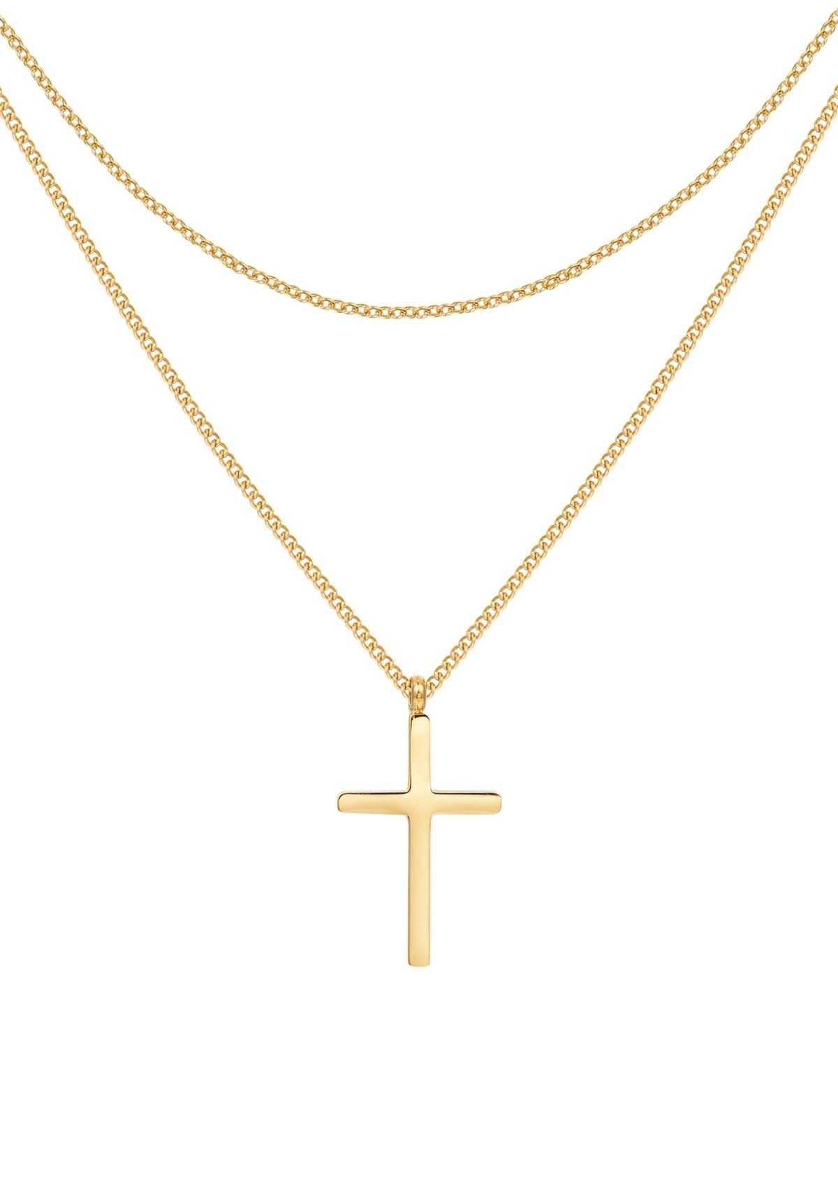 Hey Happiness Kreuzkette Layer Kette mit Kreuz, wasserfest, Delikate Edelst günstig online kaufen