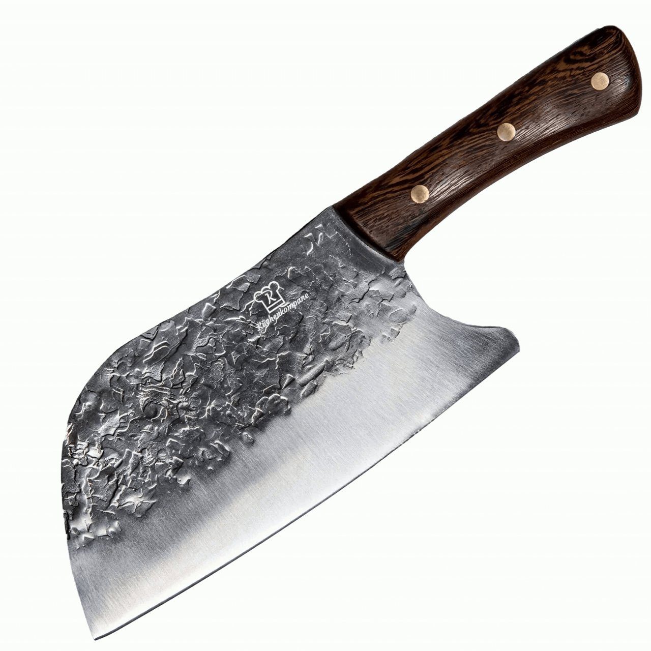 Küchenkompane Asiamesser Rustikales Hackmesser aus Edelstahl - Ergonomischer Holzgriff