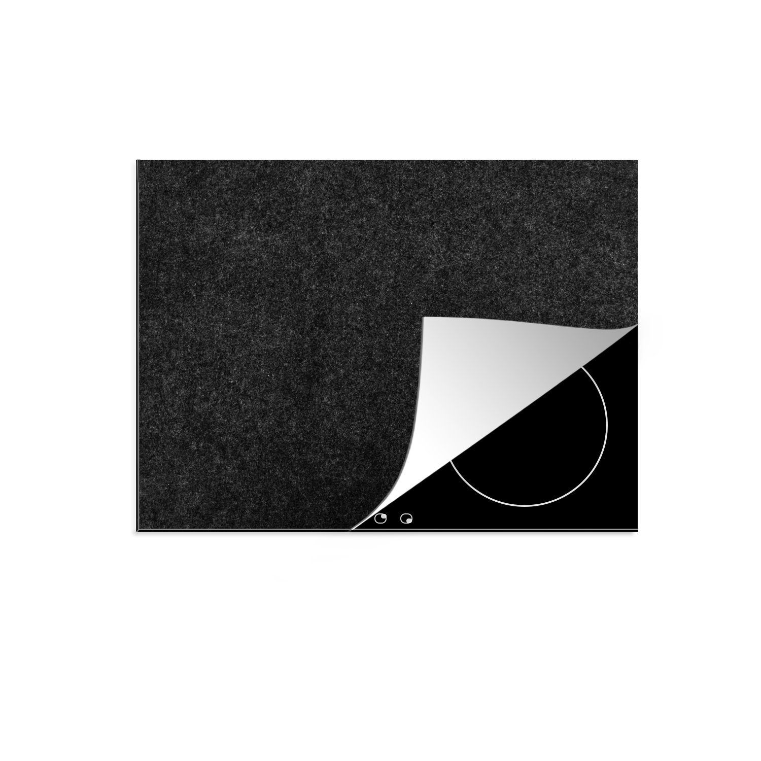 MuchoWow Herd-Abdeckplatte Schwarz - Granit - Design - Stein, Vinyl, (1 tlg), Küche Herdabdeckplatte Ceranfeld Vinyl Einteilig, 59x52 cm