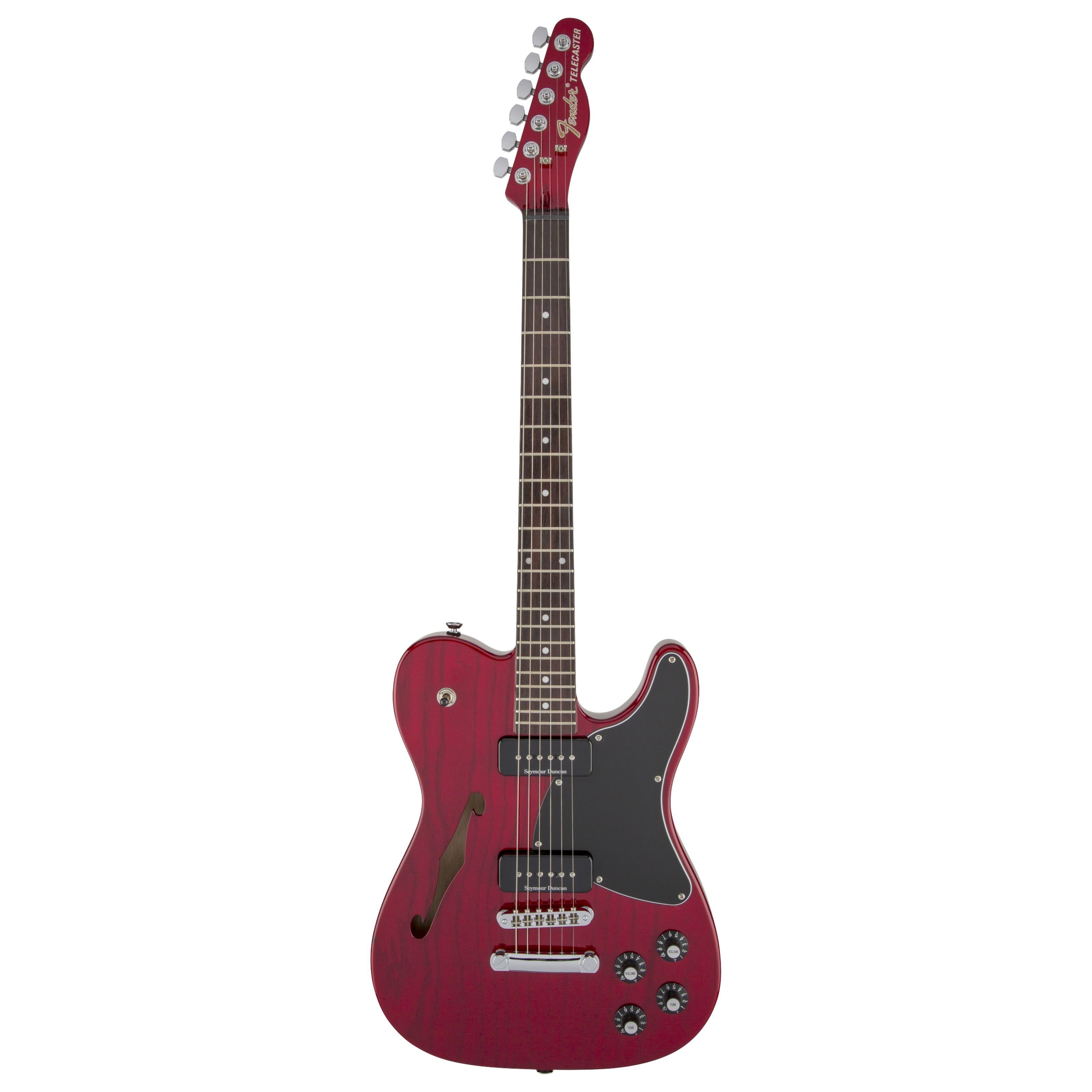 Fender E-Gitarre, E-Gitarren, T-Modelle, Jim Adkins JA-90 Telecaster Thinline Crimson Red Transparent -