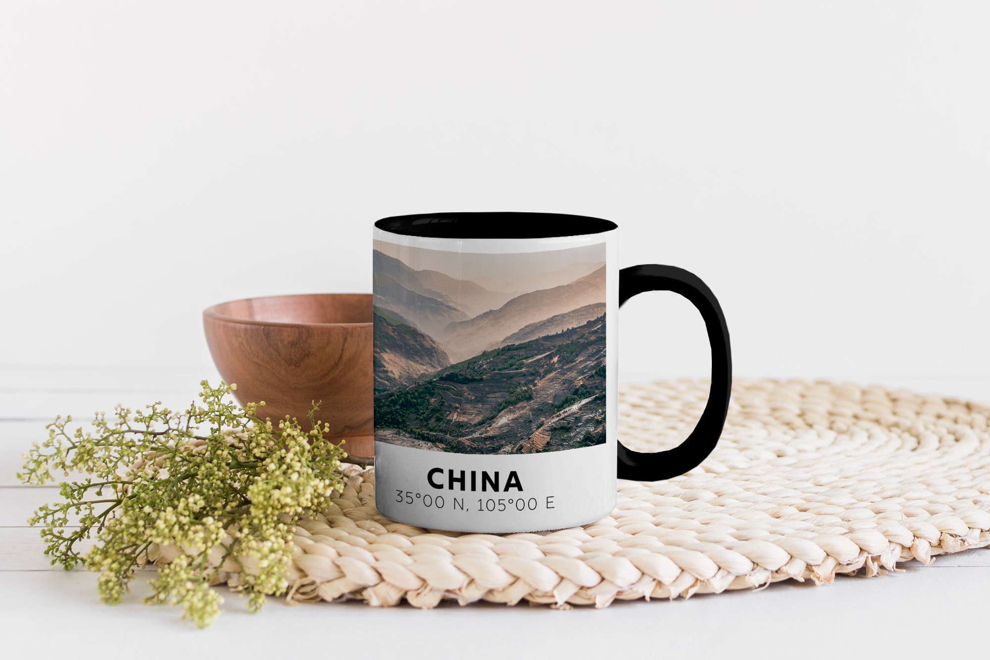 Farbwechsel, Keramik, Kaffeetassen, MuchoWow Geschenk - - Tasse - Zaubertasse, Teetasse, China Asien Sommer, Berge