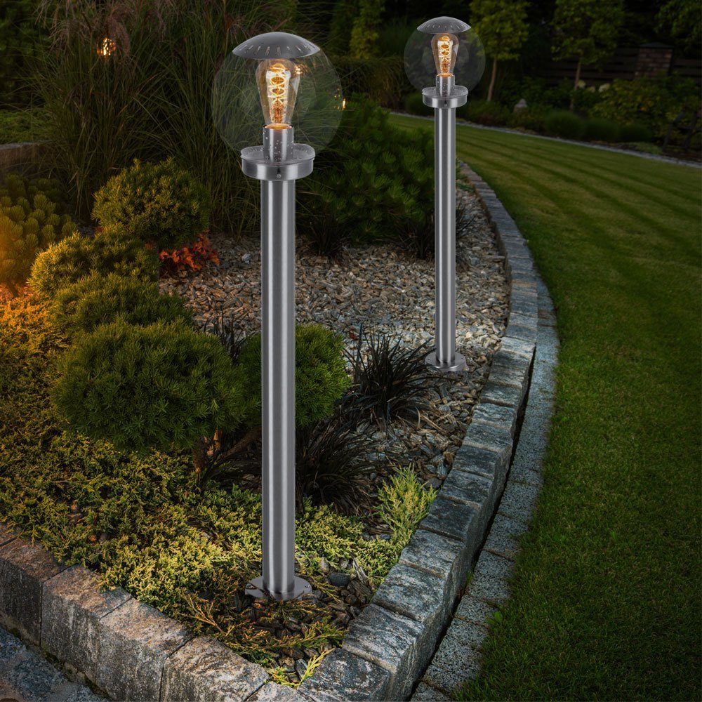 Terrasse Außen-Stehlampe, Gartenlampe inklusive, LED Leuchtmittel Warmweiß, Watt Außenleuchte 4 Stehlampe Kugel LED etc-shop