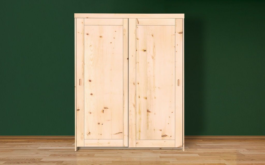 geborgenschlafen Kleiderschrank mit Drehtüren & Schiebetüren - Zirbe, Eiche und Kernbuche
