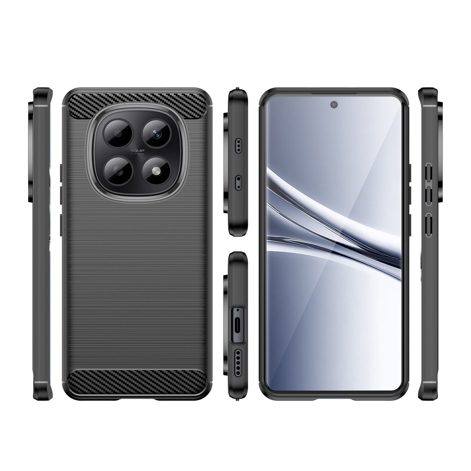 betterfon Handyhülle Handytasche Carbon Hülle für Xiaomi Redmi Note Back Cover TPU Case, Carbon-Look – stoßfestes Case mit Air-Cushion & Metall-Optik