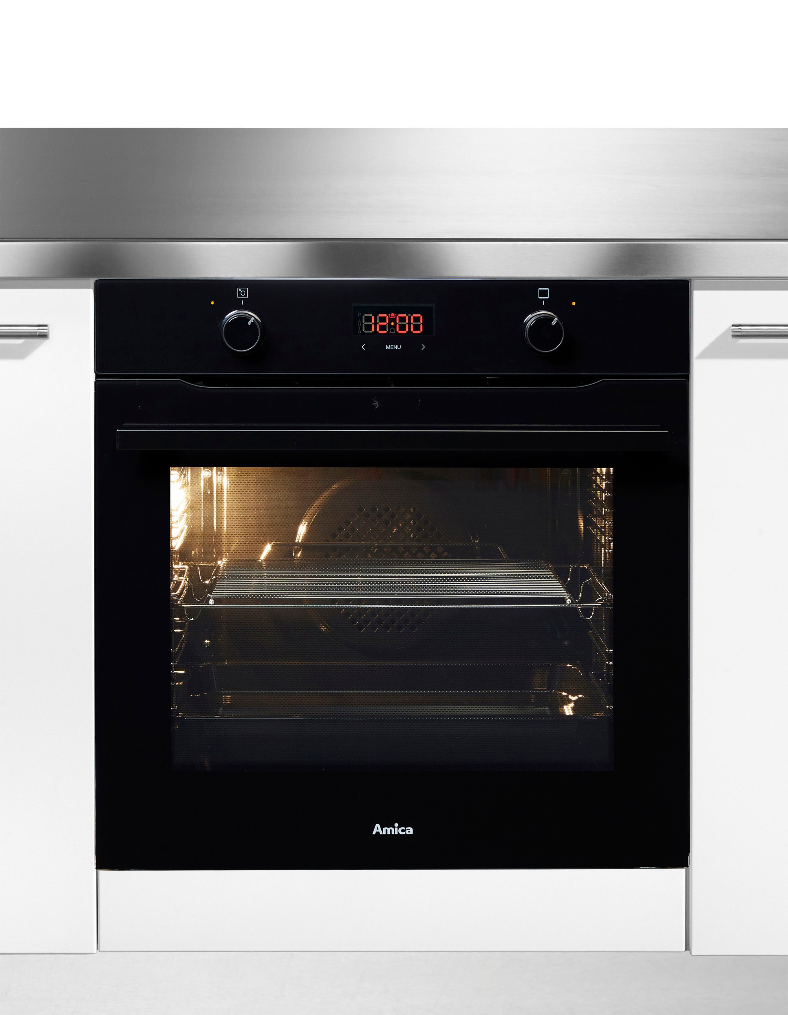 Amica Einbaubackofen EBX 943 600 S, mit Teleskopauszug nachrüstbar, Steam Clean, Komfortables Backen mit klarer Sicht und einfacher Reinigung