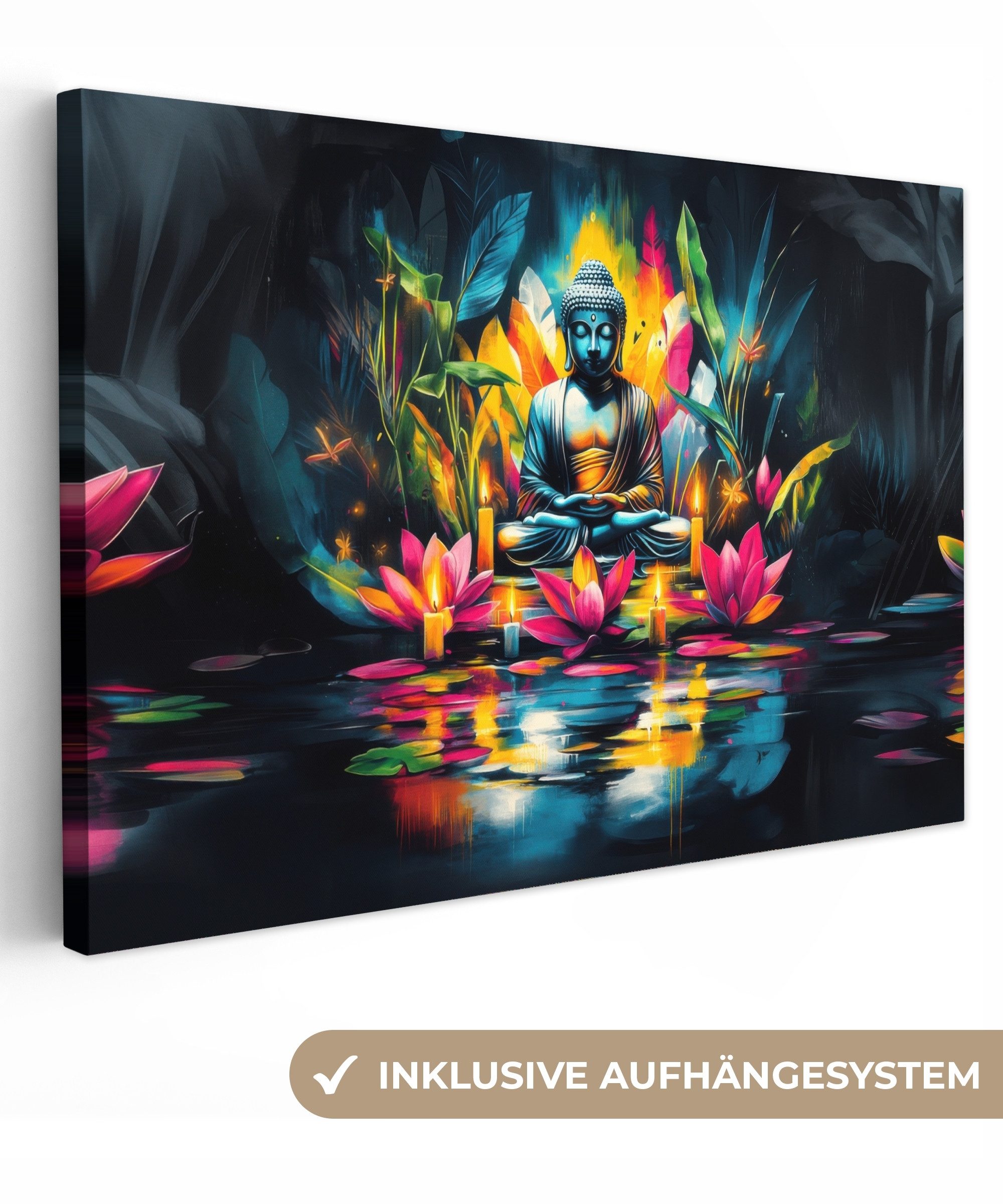 OneMillionCanvasses® Leinwandbild Kerzen - Blumen - günstig online kaufen