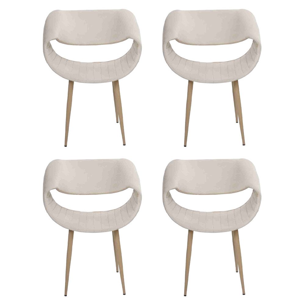 JVmoebel Esszimmerstuhl Luxuriöse Polsterstühle in Weiß mit beigem Holzgestell, Made in Europa