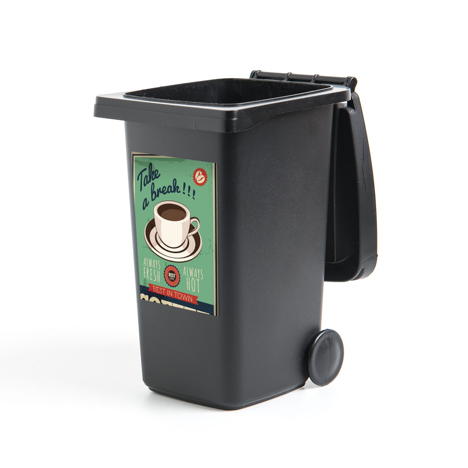 MuchoWow Wandsticker Kaffee - Jahrgang - Zitat (1 St), Mülleimer-aufkleber, Mülltonne, Sticker, Container, Abfalbehälter