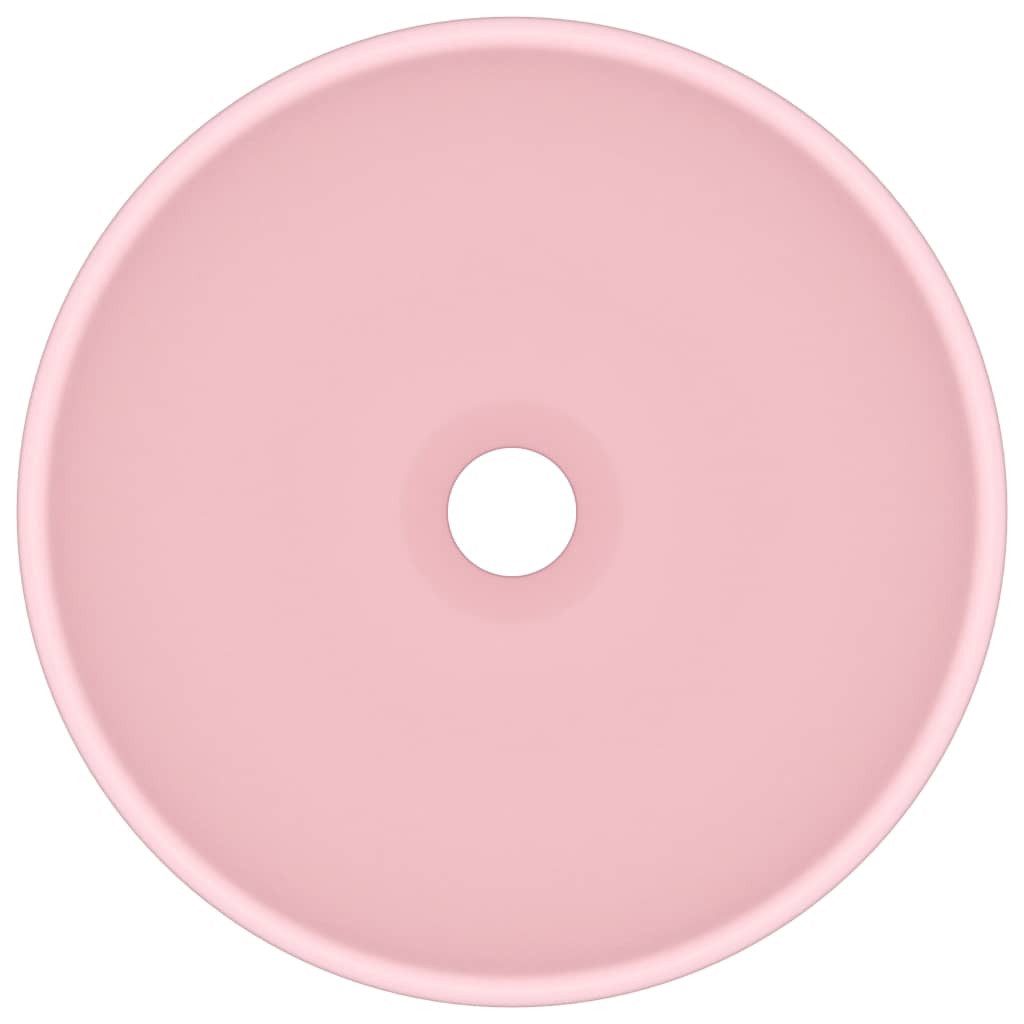 vidaXL Waschbecken Waschbecken Badezimmer Aufsatzwaschbecken Rund Matt Rosa 32,5x14 cm Ke