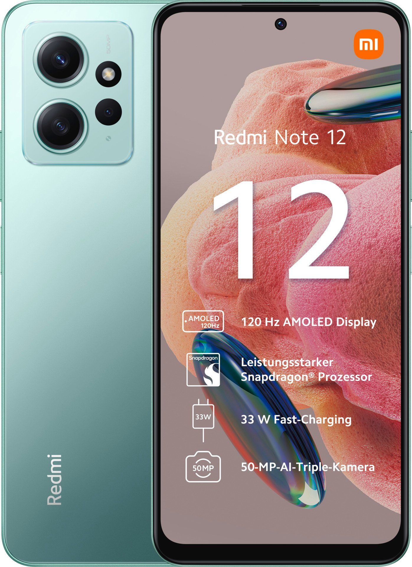 Xiaomi Redmi Note 12 4GB+128GB Smartphone (16,94 cm/6,67 Zoll, 128 GB Speicherplatz, 50 MP Kamera) Grün