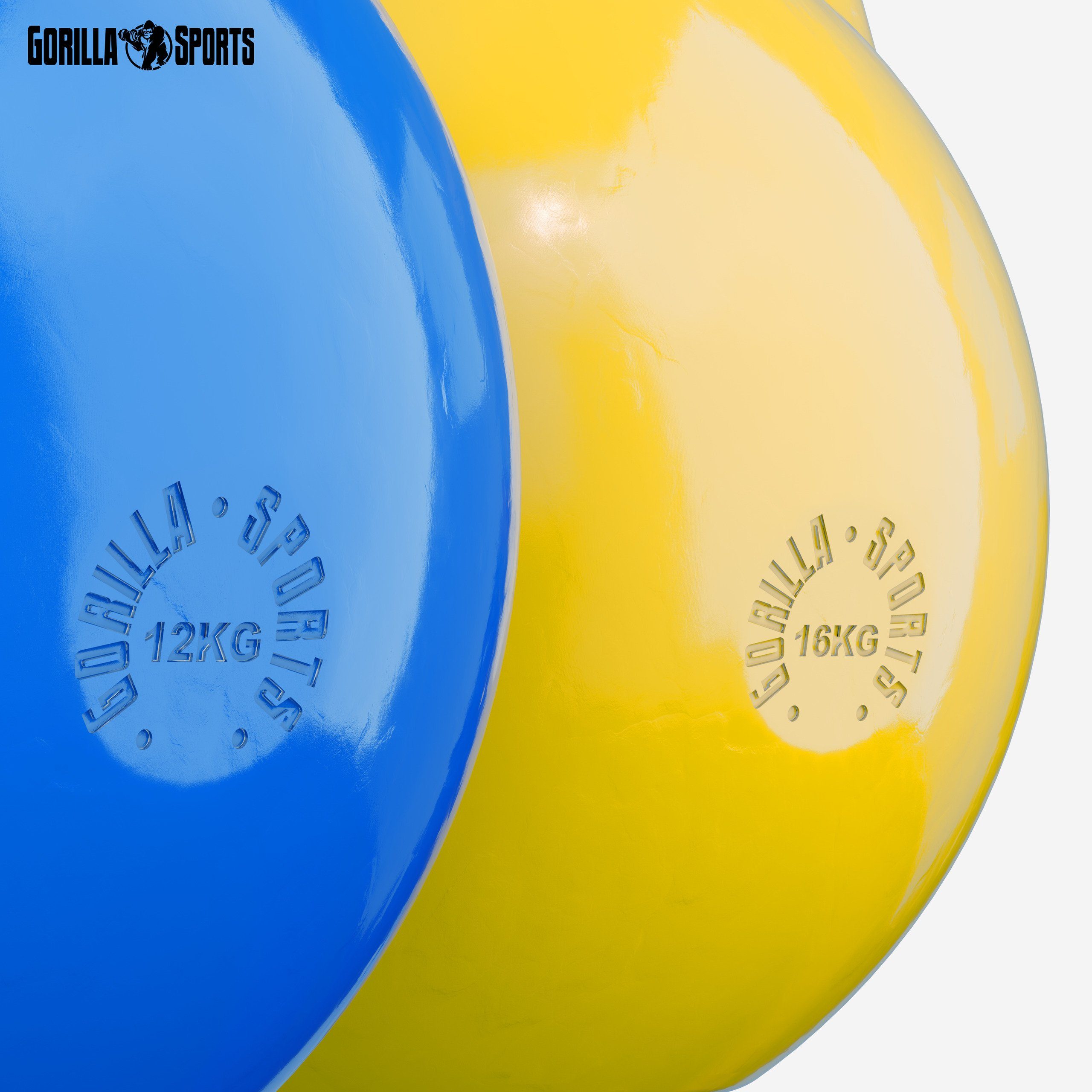 GORILLA SPORTS Kettlebell Massivstahlguss, Kugelhantel 36 aus und 8 Gelb) Bodenschonende, bis kg Gewicht (Blau 28 kg
