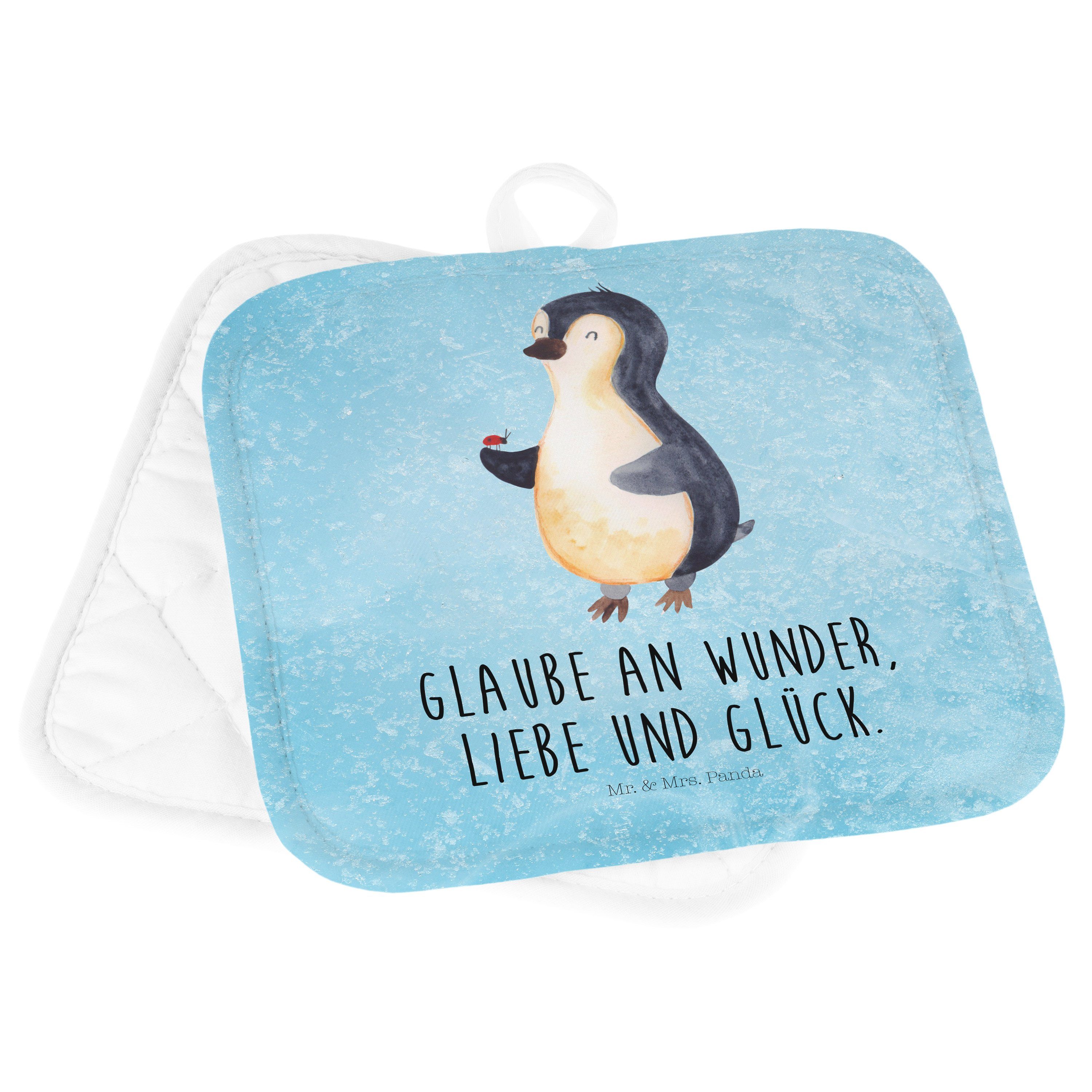 Mrs. Mr. Pinguin - & Eisblau Topflappen kleine Marienkäfer Panda Geschenk, (1-tlg) - Wunder, Lebensfreude,
