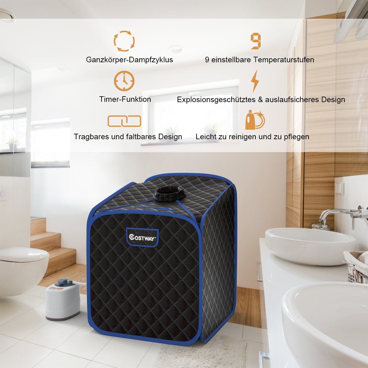 COSTWAY Sauna 2L Dampfsauna, 1000W, mit günstig online kaufen