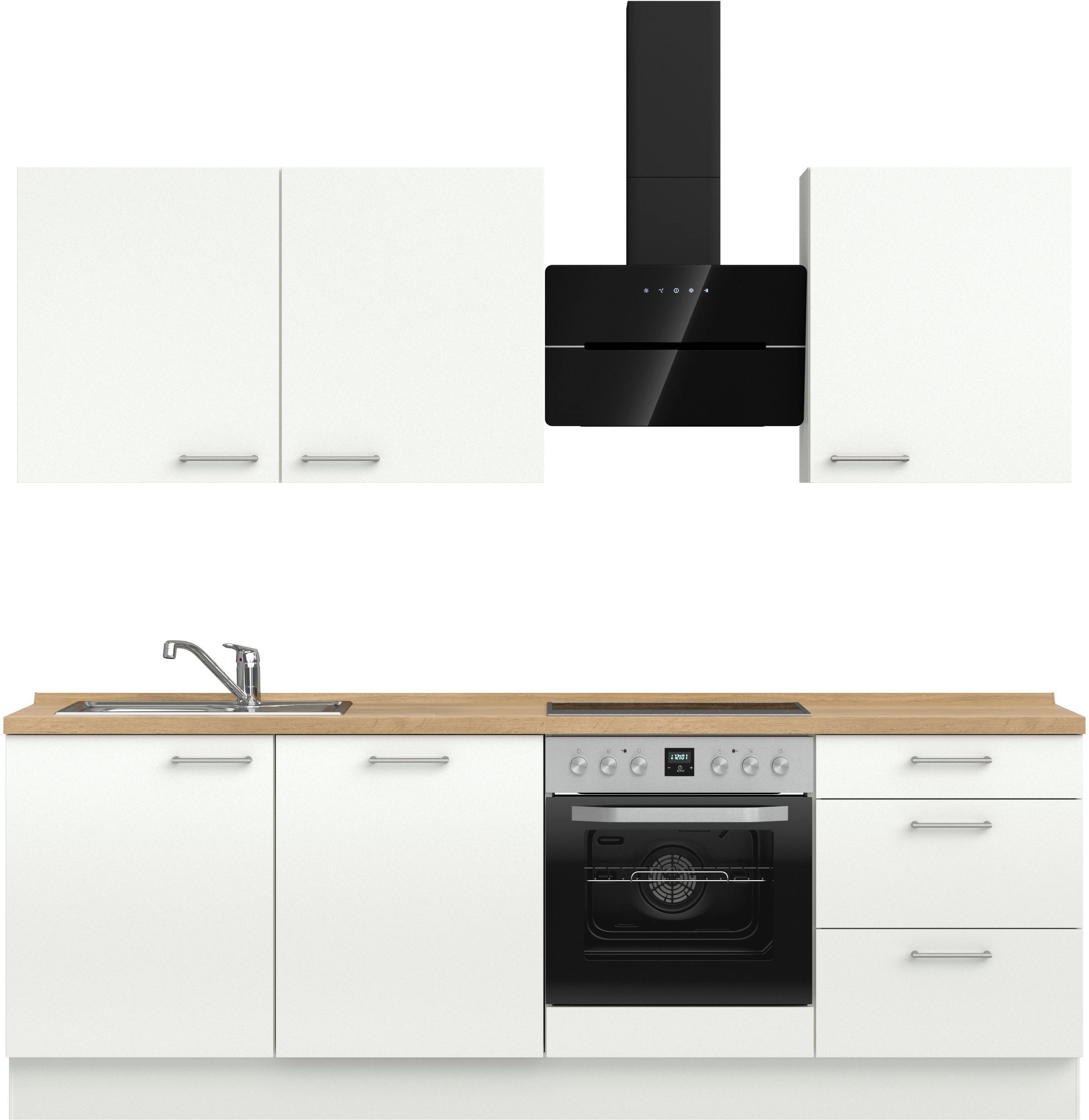 nobilia® Küchenzeile "Laser II", Ausrichtung wählbar, Breite 240 cm, vormontiert, wahlw. mit unterschiedlichen E-Geräten-Sets