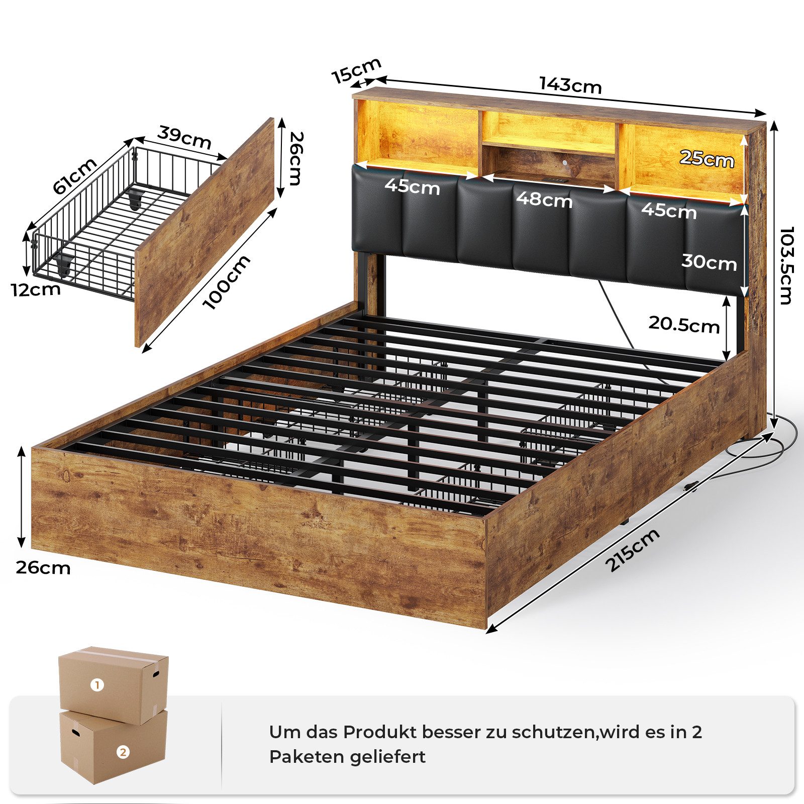 MSMASK Polsterbett Jugendbett, 140×200 cm mit günstig online kaufen