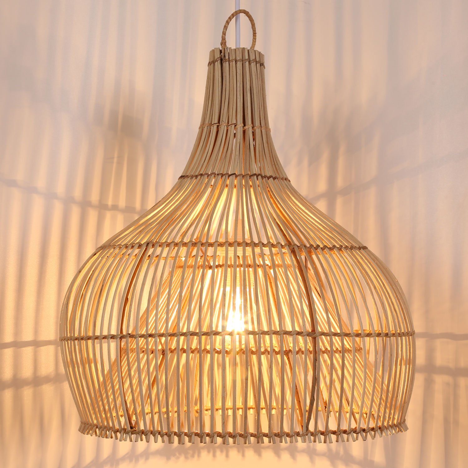 Casa Moro Deckenleuchten Rattan Lampe Elia Pendelleuchte Deckenleuchte Esszimmer Wohnzimmer, ohne Leuchtmittel, einzigartige Deko Leuchte Deckenlampe