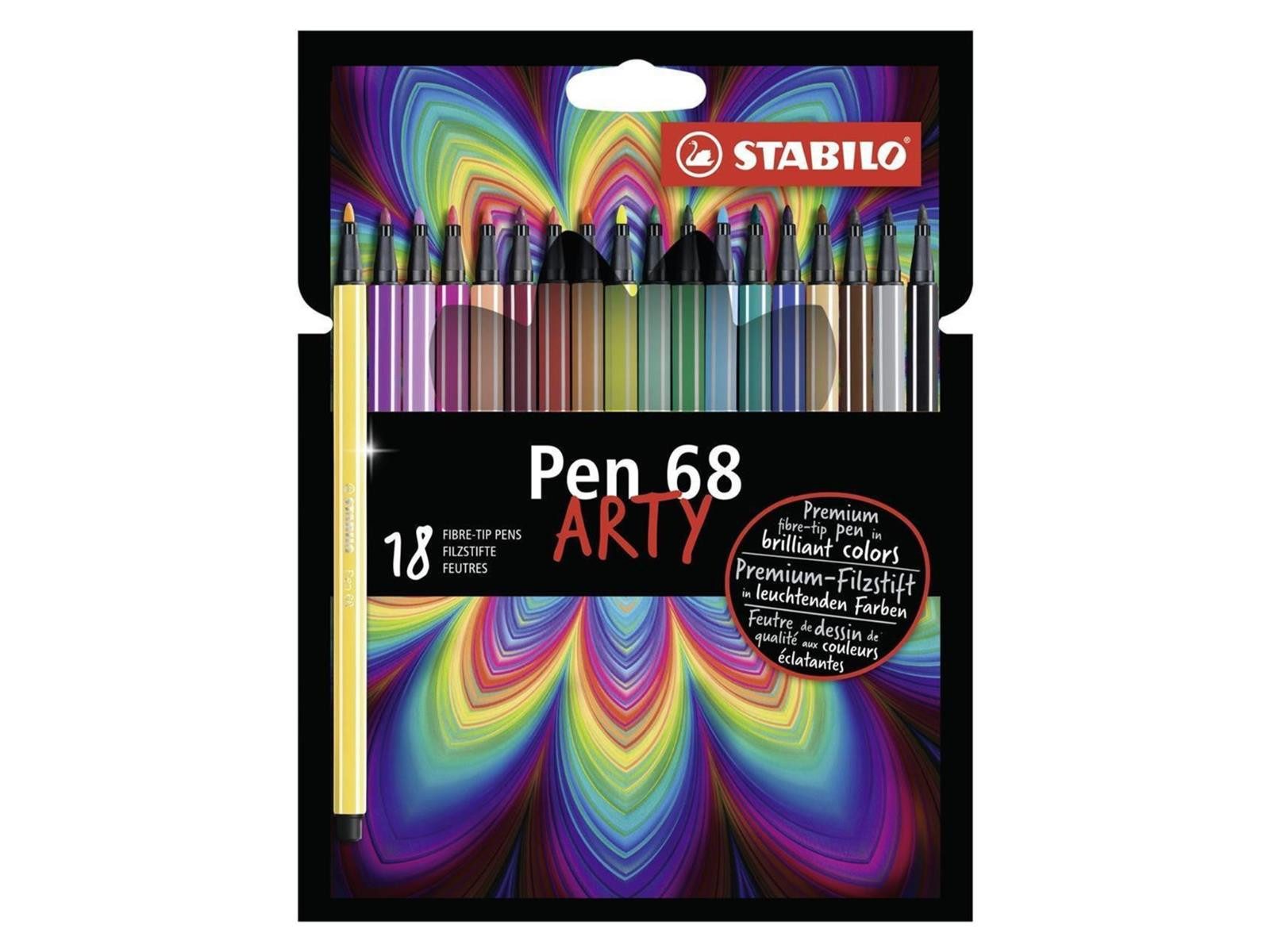 Faserstift STABILO Pen 68 ARTY Filzstift - M - 1 mm - 18er Set
