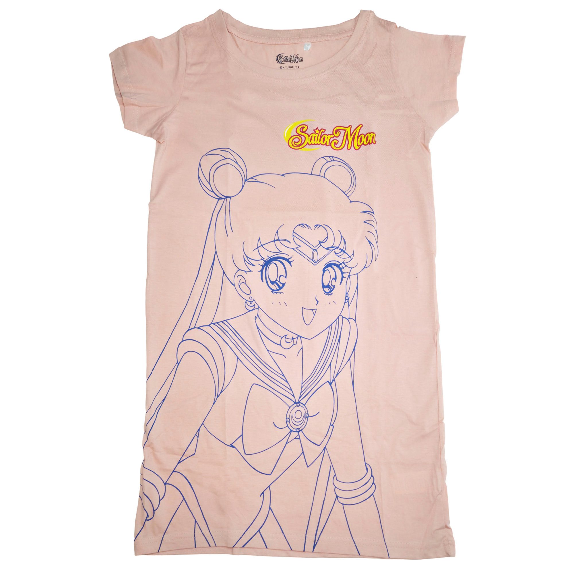 Sailor Moon Pyjamaoberteil Anime Sailor Moon Damen kurzarm Schlafshirt Nachthemd 100% Baumwolle, Gr. S bis XL