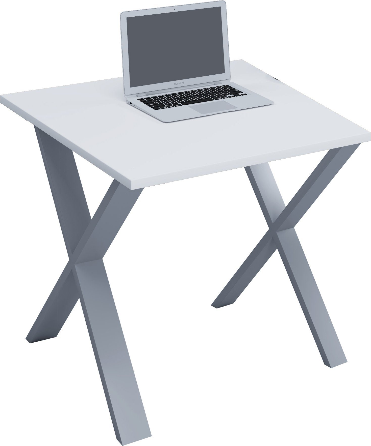 VCM Schreibtisch Bürotisch Lona H. 76 x B. 80 x T. 80 cm, Holz Schreibtisch, Füße aus hochwertigem Metall, Büromöbel