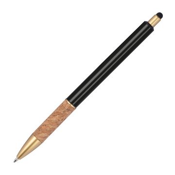 Livepac Office Kugelschreiber 10 Touchpen Metall-Kugelschreiber mit Korkgriffzone / Farbe: schwarz